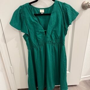 Green Flutter Sleeve Dress